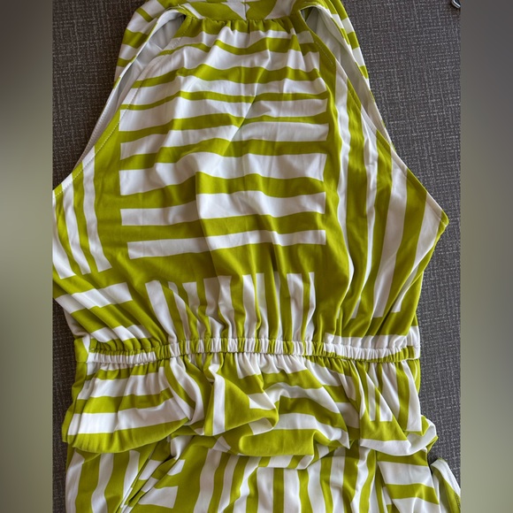 Calvin Klein Sleeveless Halter Midi Dress Sz 10 Green White Abstract Stripe NWT - Picture 11 of 14